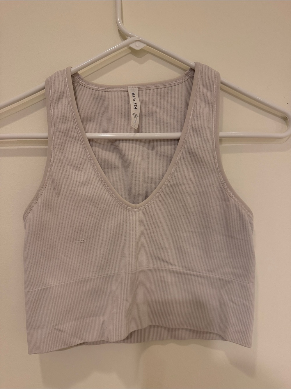 Athleta Ribbed V-Neck Crop Tank - Light Lavender